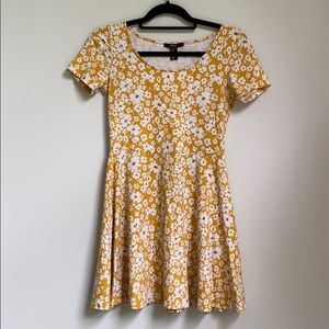 Forever 21 Yellow Flower Skater dress